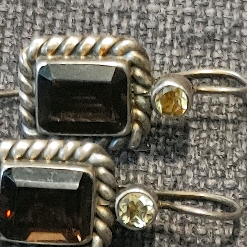 Sterling silver with smoky topaz and diamond